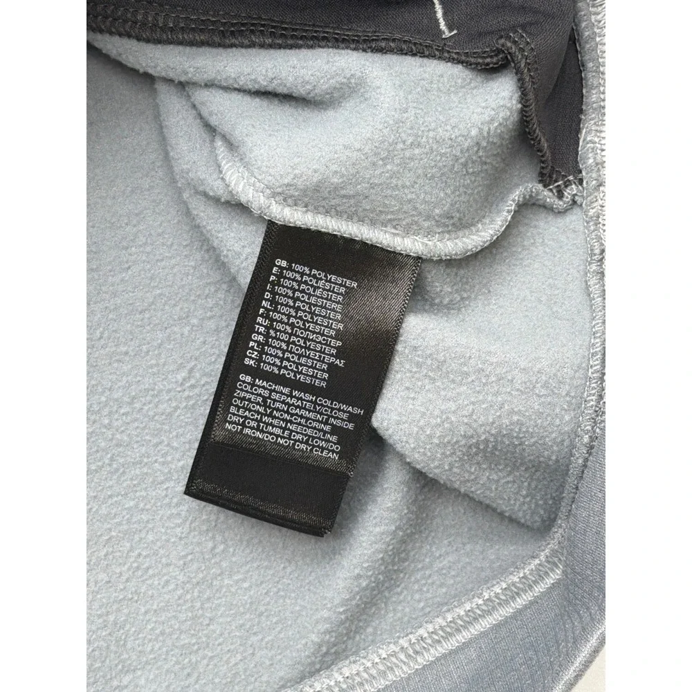 The North Face Mens Grey Grid Fleece Pullover Hoodie Size L Zippered Pockets